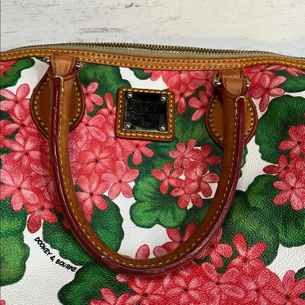 Dooney & Burke Rare Red Hydrangea Floral Print Satchel Purse